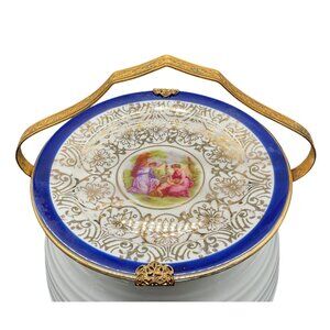 Vtg 1930s 22K Gold O.P. Co Syracuse China Handled Candy Nut Trinket Dish 5.5"D